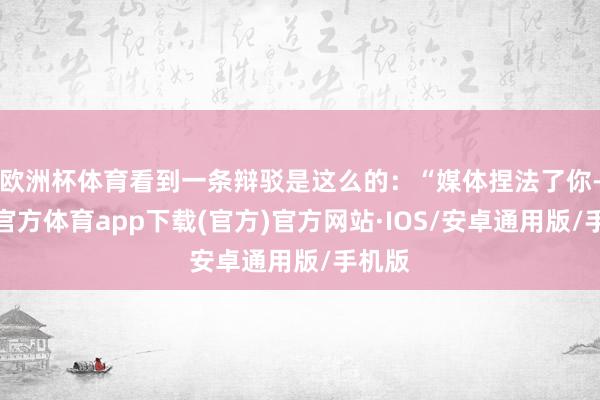 欧洲杯体育看到一条辩驳是这么的：“媒体捏法了你-世博官方体育app下载(官方)官方网站·IOS/安卓通用版/手机版