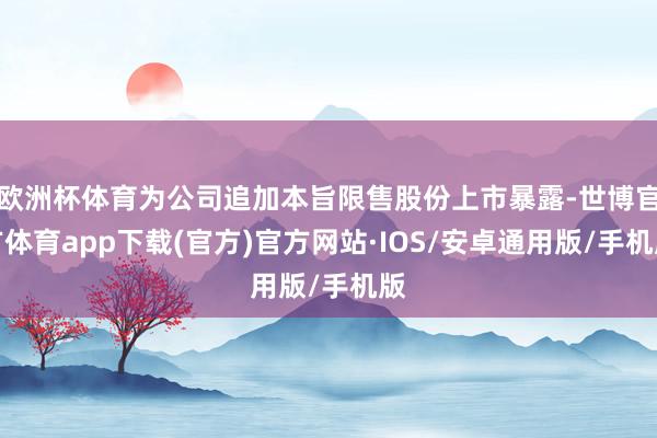 欧洲杯体育为公司追加本旨限售股份上市暴露-世博官方体育app下载(官方)官方网站·IOS/安卓通用版/手机版