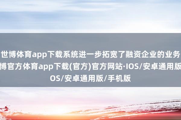 世博体育app下载系统进一步拓宽了融资企业的业务领域-世博官方体育app下载(官方)官方网站·IOS/安卓通用版/手机版